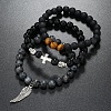 3Pcs Natural Mixed Gemstone Beaded Stretch Bracelets for Men PW-WG2D2A4-01-1