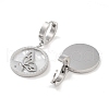 Left and Right Flat Round with Butterfly 304 Stainless Steel Shell Dangle Earrings EJEW-L283-071P-2