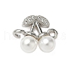 Brass Micro Pave Cubic Zirconia & ABS Plastic Imitation Pearl White Cherry Connector Charms KK-I276-56P-01-1