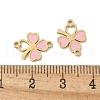 304 Stainless Steel Pink Enamel Shamrock Connector Charms STAS-I322-62G-3