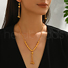 Alloy Round Beaded Tassel Earrings & Necklaces Sets for Women WI1875-3