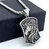 Greek Stainless Steel Unicorn Shield Pendant Men's Necklaces WQ1384-4