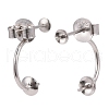 Anti-Tarnish Rhodium Plated 925 Sterling Silver Stud Earring Findings STER-M089-08-1