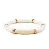 Curved Tube Acrylic Beads Stretch Bracelet for Teen Girl Women BJEW-JB06944-01-1