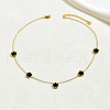 Elegant Stainless Steel Pave Shell Flower Link Chain Necklaces for Women LG8560-2-1