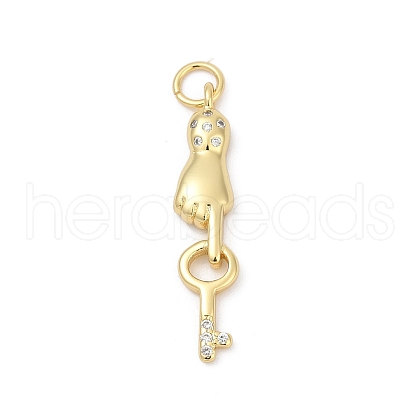Brass Pave Cubic Zirconia Pendants KK-U062-34G-1