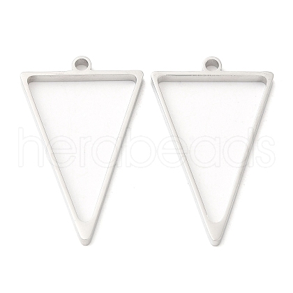 Non-Tarnish 304 Stainless Steel Open Back Bezel Triangle Pendants STAS-Z040-10P-1