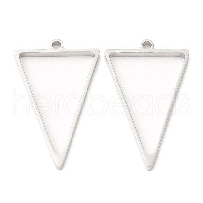 304 Stainless Steel Open Back Bezel Triangle Pendants STAS-Z040-10P-1