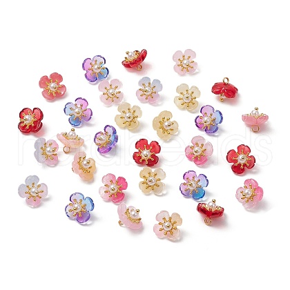 Flower Glass Charms PALLOY-JF03677-1