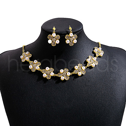 Bohemian Style Flower Alloy Rhinestone Earrings & Necklaces Sets WG86A2C-12-1