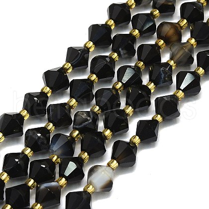 Natural Striped Agate/Banded Agate Beads Strands G-I376-B09-01-1