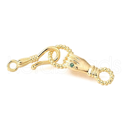 Brass Micro Pave Green Cubic Zirconia Fold Over Clasps KK-D356-15G-1