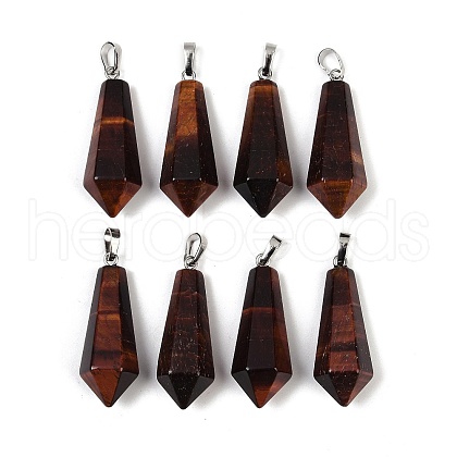 Dyed & Heated Natural Red Tiger Eye Pointed Pendants X-G-I314-02P-11-1