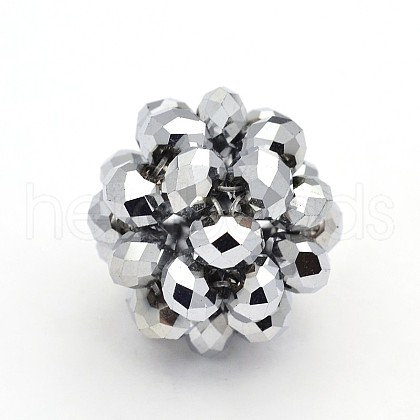 Electroplate Glass Round Woven Beads GLAA-A034-4mm-C05-1
