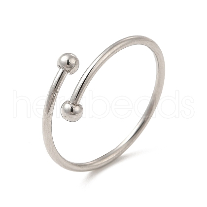 304 Stainless Steel Wire Wrapped Open Cuff Ring for Women RJEW-E066-12P-1