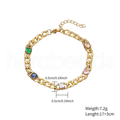 1 color electric gold plated color zircon inlaid decorative bracelet UH6648-1-1