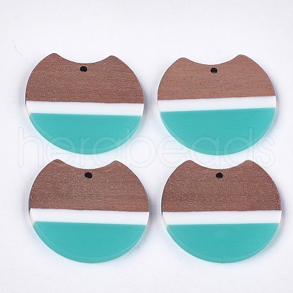 Tri-color Resin & Walnut Wood Pendants RESI-S358-76B-1