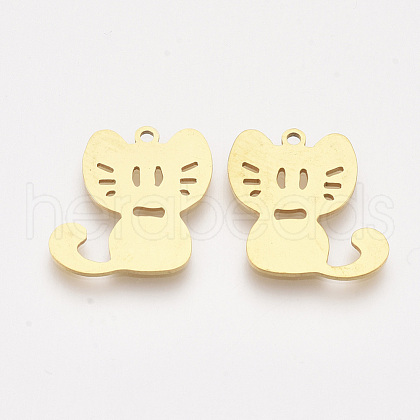 201 Stainless Steel Kitten Pendants STAS-T044-123G-1