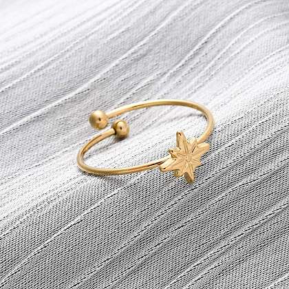 304 Stainless Steel Open Cuff Ring for Women RJEW-A071-01B-G-1
