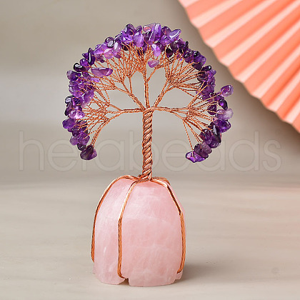 Natural Amethyst Chips Tree of Life Decorations PW-WG83698-01-1