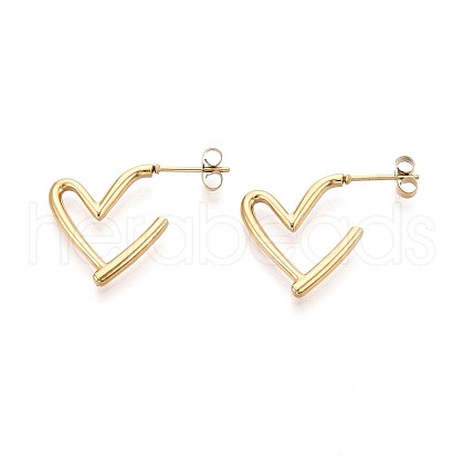 304 Stainless Steel Stud Earrings EJEW-N059-10G-1