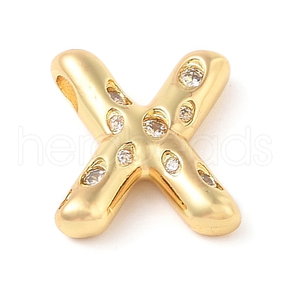 Brass Micro Pave Clear Cubic Zirconia Pendant KK-Z046-01G-X-1