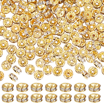 SUNNYCLUE 300Pcs Brass Rhinestone Spacer Beads RB-SC0004-83G-1
