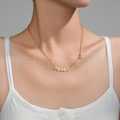 Daisy Flower 304 Stainless Steel Chain Necklaces FS-WGEC3D7-07-1