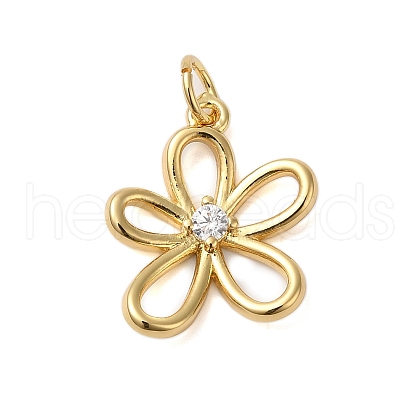 Rack Plating Brass & Clear Cubic Zirconia  Pendants KK-S372-18G-1