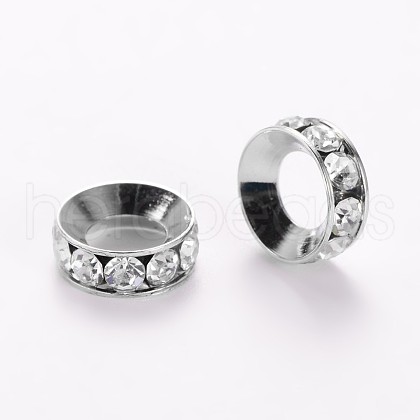 Flat Round Alloy Rhinestone Bead Spacers ALRI-E134-02P-1