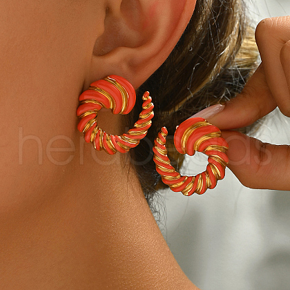 Stainless Steel Enamel Vortex Spiral Stud Earrings LD7600-5-1