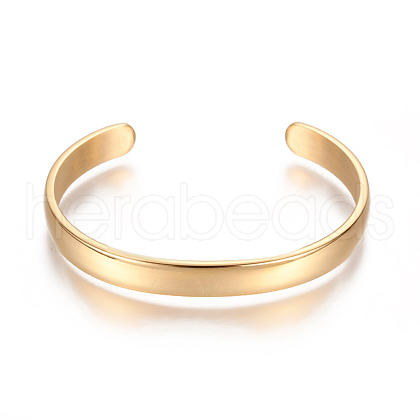 Ion Plating(IP) 304 Stainless Steel Cuff Bangles X-STAS-I110-10-8mm-G-1