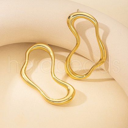 304 Stainless Steel Nuggets Stud Earrings EJEW-U069-01G-1