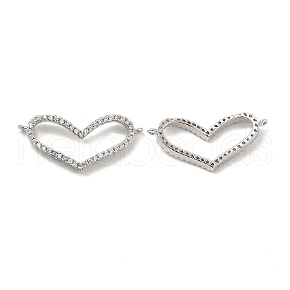 Brass Micro Pave Clear Cubic Zirconia Connector Charms KK-E068-VB369-1