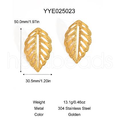 Stainless Steel Hollow Leaf Stud Earrings for Women IK7131-3-1