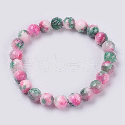 Natural Jade Beaded Stretch Bracelet BJEW-P214-26-10mm-1