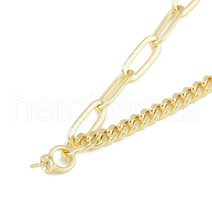Brass Cuban Link Chain & Paperclip Chain Necklace Making NJEW-U008-08G-1
