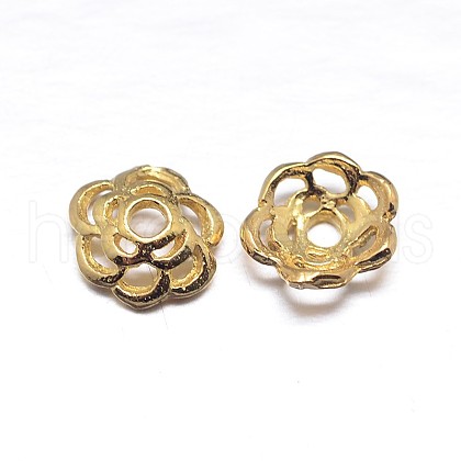 Real 18K Gold Plated 6-Petal 925 Sterling Silver Bead Caps STER-M100-20-1