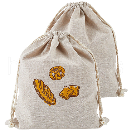 CRASPIRE 2Pcs Linen Bread Print Pouches AJEW-CP0003-81A-1