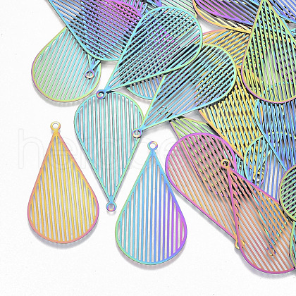 Ion Plating(IP) 201 Stainless Steel Filigree Pendants X-STAS-S108-67-1