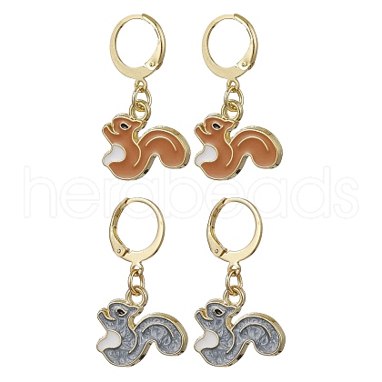 2 Pairs 2 Colors Alloy Enamel Hoop Earrings EJEW-JE06215-1