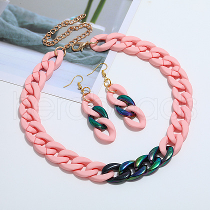 Acrylic Curb Chain Necklaces & Dangle Earrings Sets FS-WGAEF35-01-1