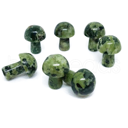 Natural Green Spot Jasper Healing Mushroom Figurines PW-WG86780-18-1