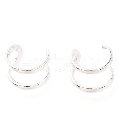 Anti-Tarnish Rhodium Plated 925 Sterling Silver Cuff Earrings EJEW-H124-11P-1