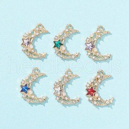 6Pcs 6 Colors Acrylic Rhinestone Pendants FIND-FS0001-39-1-1
