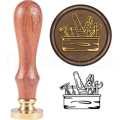 Brass Wax Seal Stamp with Handle AJEW-WH0184-0406-1