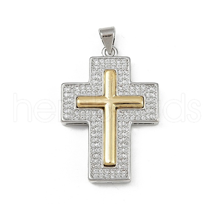Brass Micro Pave Cubic Zirconia Pendants KK-S528-04GP-1