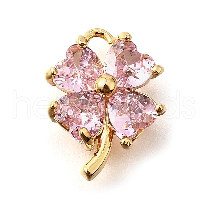 Brass Micro Pave Clear Cubic Zirconia Pendants KK-U065-01B-G-1