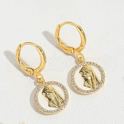 Brass Cubic Zirconia Hoop Earrings FS-WGAD8C1-06-1