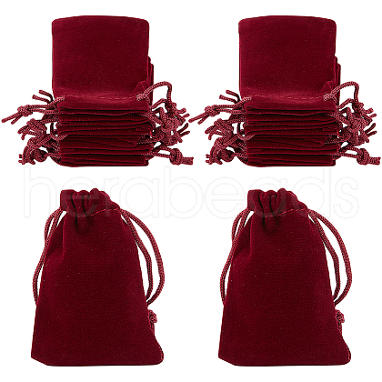 Beebeecraft 25Pcs Rectangle Velvet Drawstring Pouches TP-BBC0001-04B-02-1